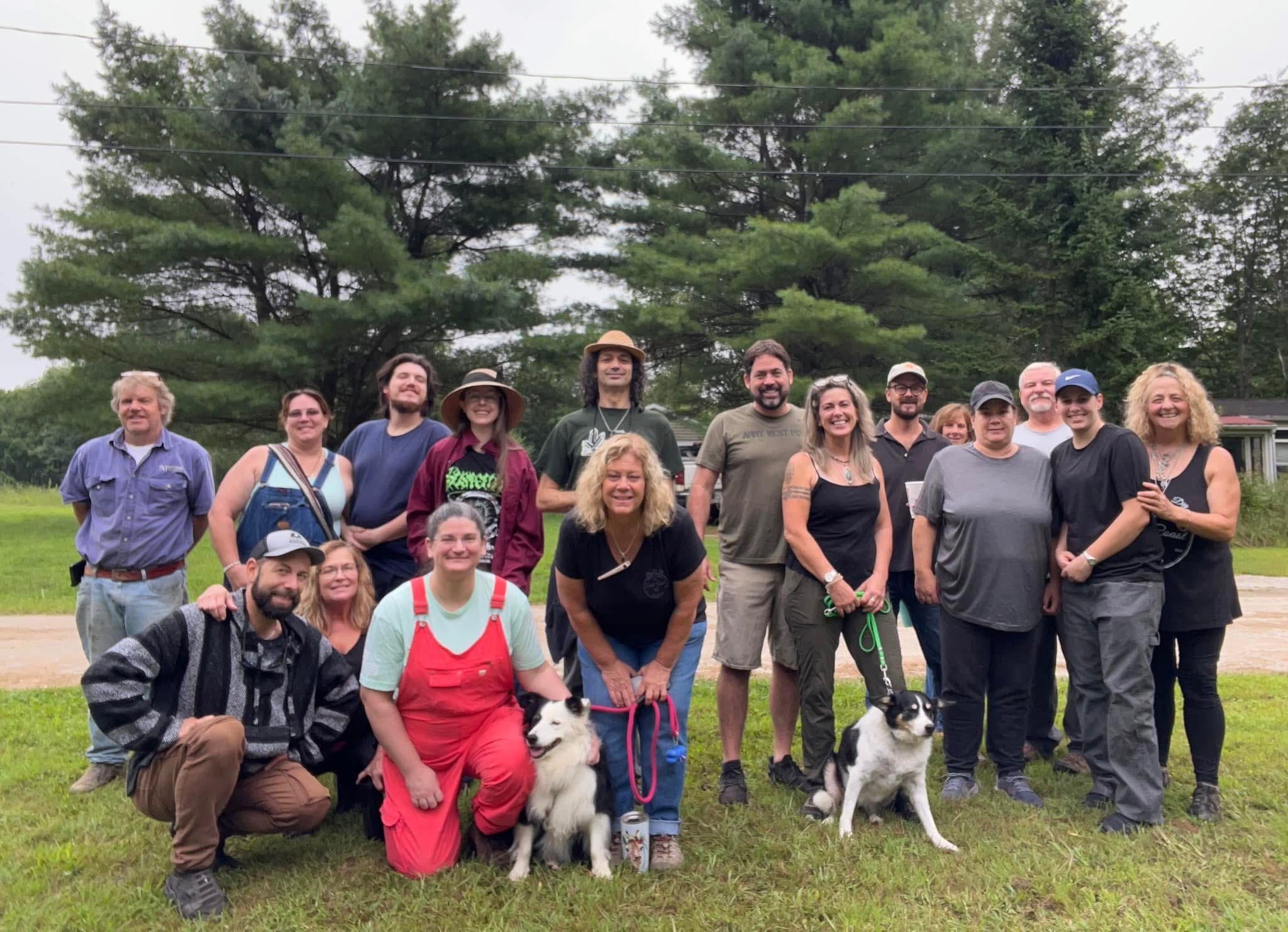 Mineral club members gathered outdoors after a community field activity.